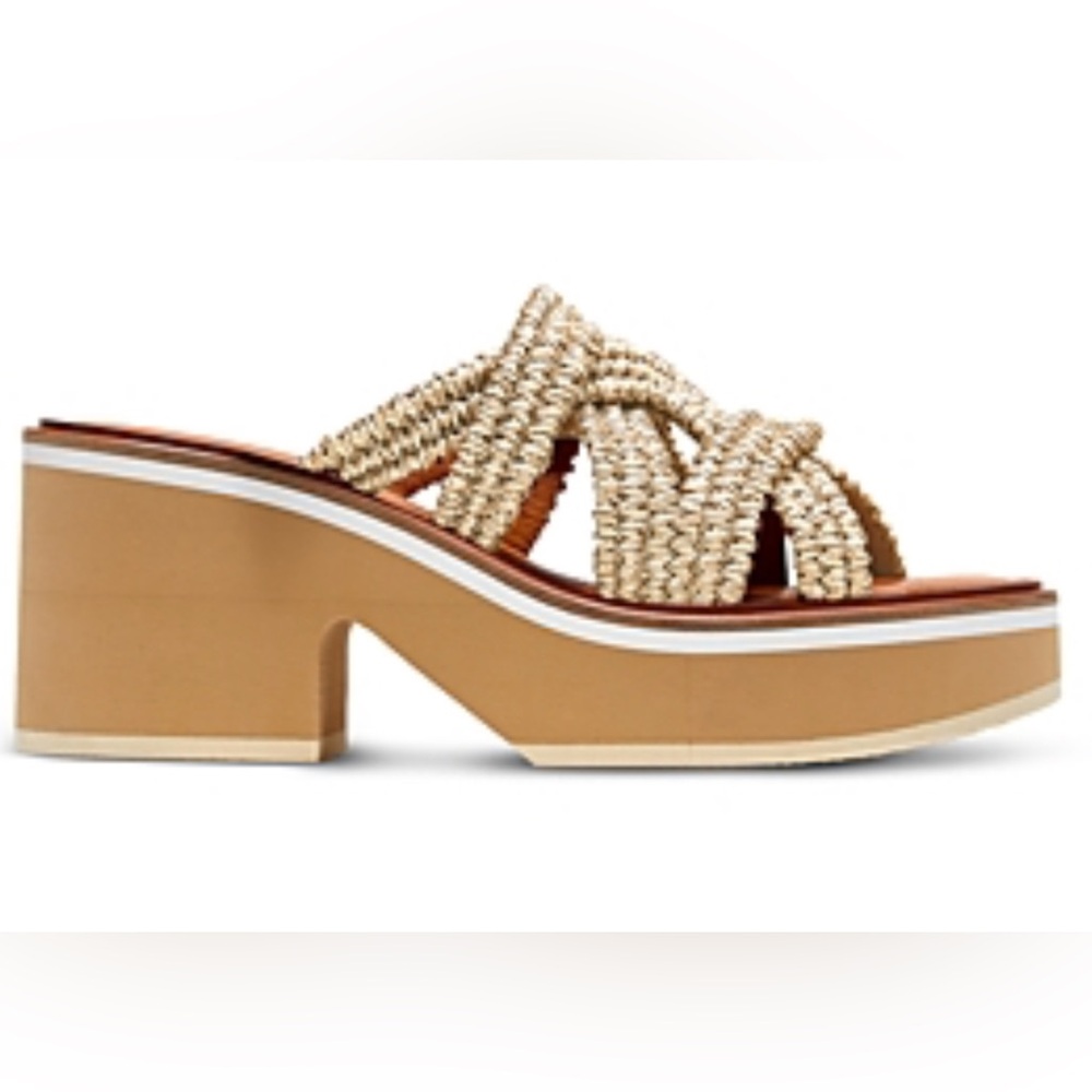 Robert Clergerie Tan Platform Sandals with Woven Design